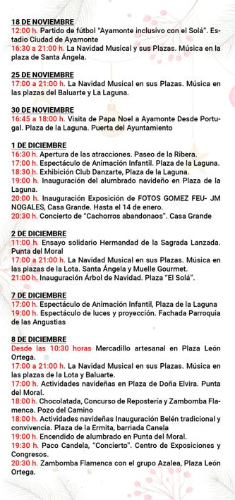 Programa de la Navidad en Ayamonte