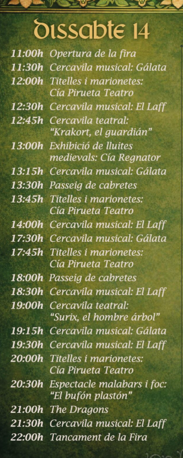 Programa de la Fira Medieval de Alfafar