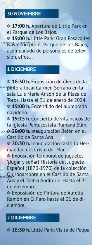 Programa de la Navidad en Roquetas de Mar