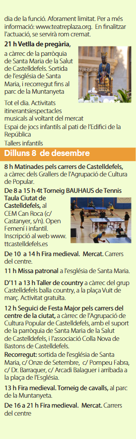 Programa de la Fira i Mercat Medieval en Castelldefels Castrum Fidelis