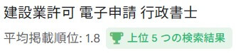 「建設業許可　電子申請　行政書士」平均掲載順位
