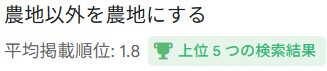 「農地以外を農地にする」平均掲載順位