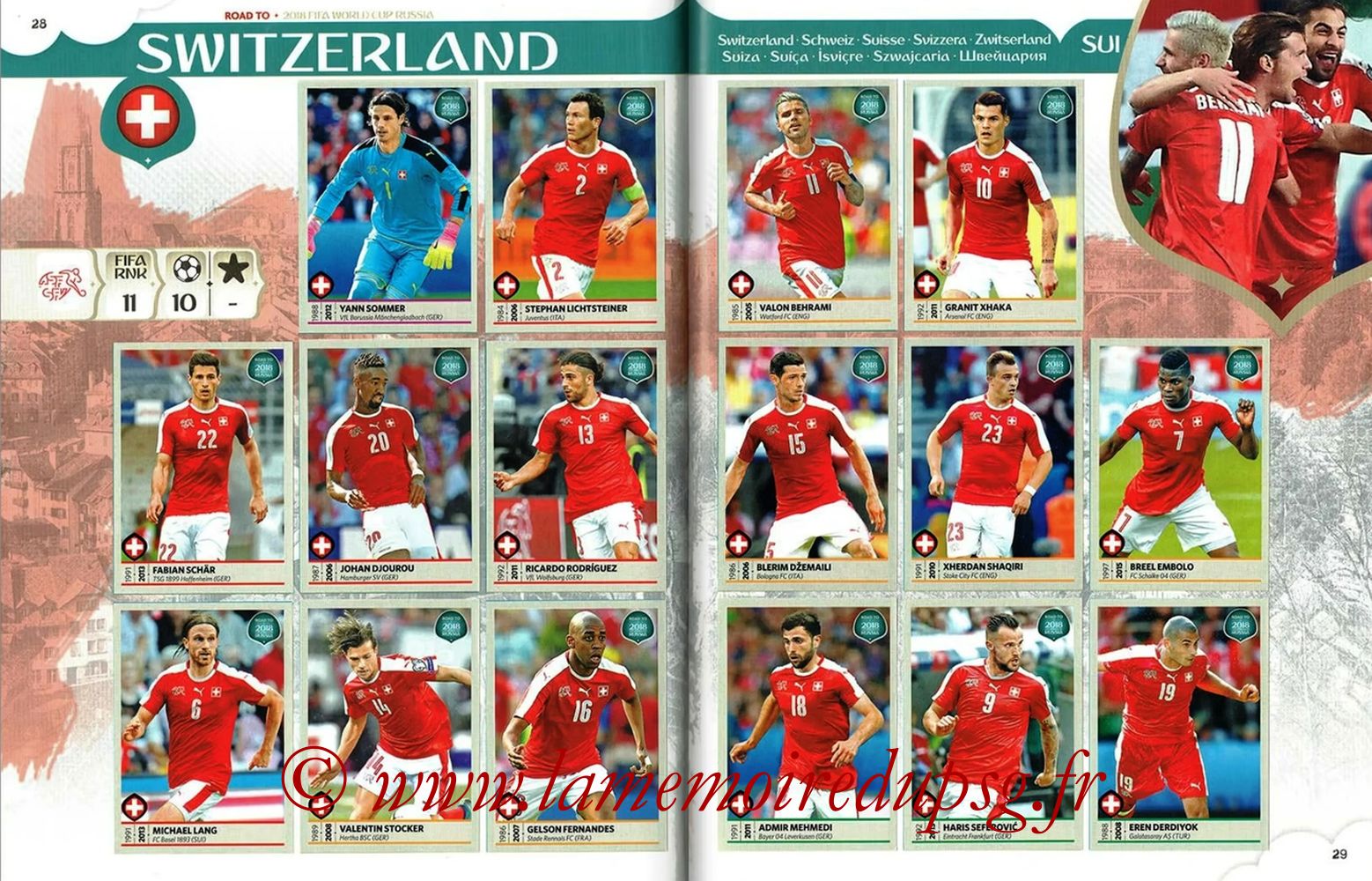 2018 - Panini Road to FIFA World Cup Russia Stickers - Pages 28 et 29 - Suisse