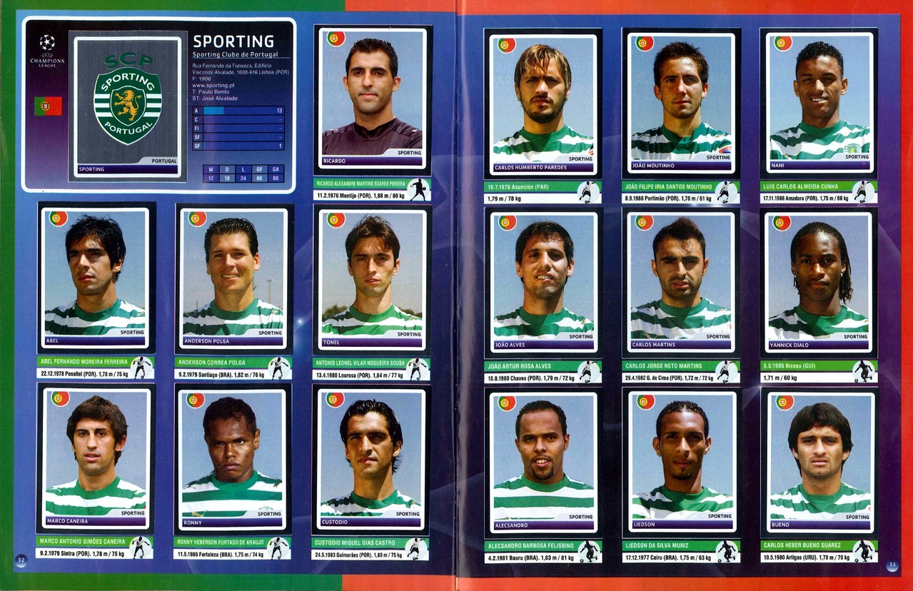 2006-07 - Panini Champions League - Pages 32 et 33 - Sporting club Portugal