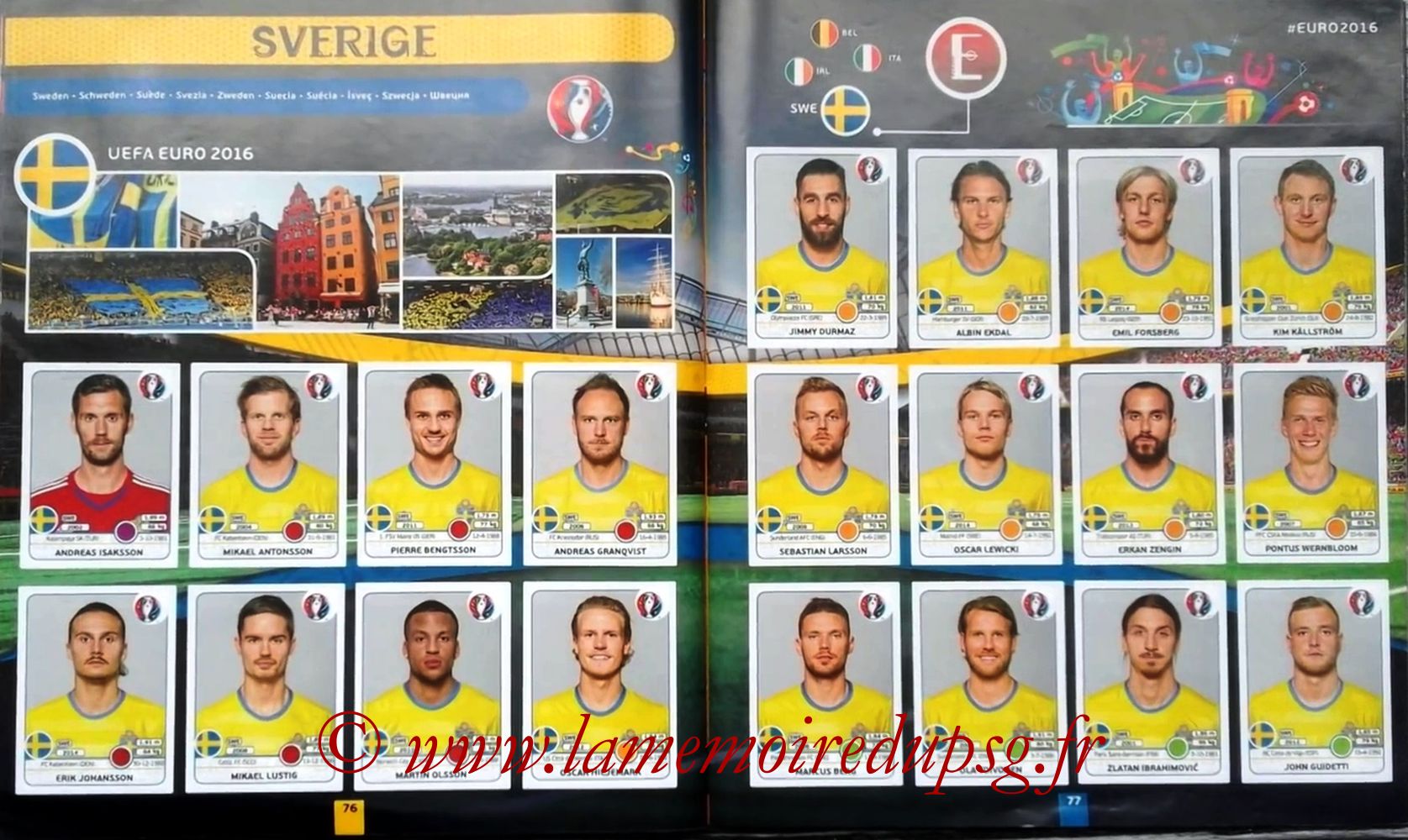 Panini Euro 2016 Stickers - Pages 76 et 77 - Suède