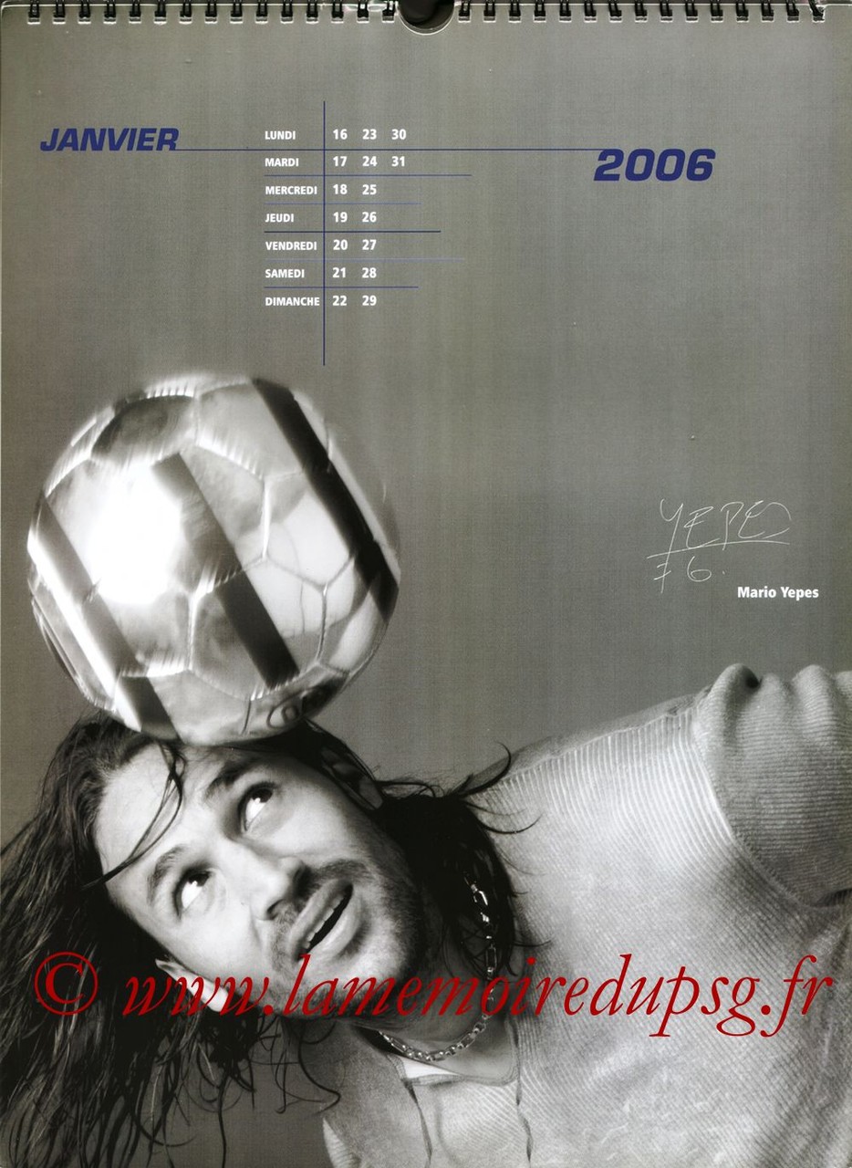 Calendrier PSG 2006 - Page 02 - Mario YEPES