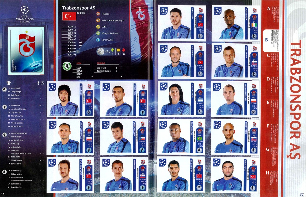 2011-12 - Panini Champions League - Pages 18 et 19 - Trabzonspor AS