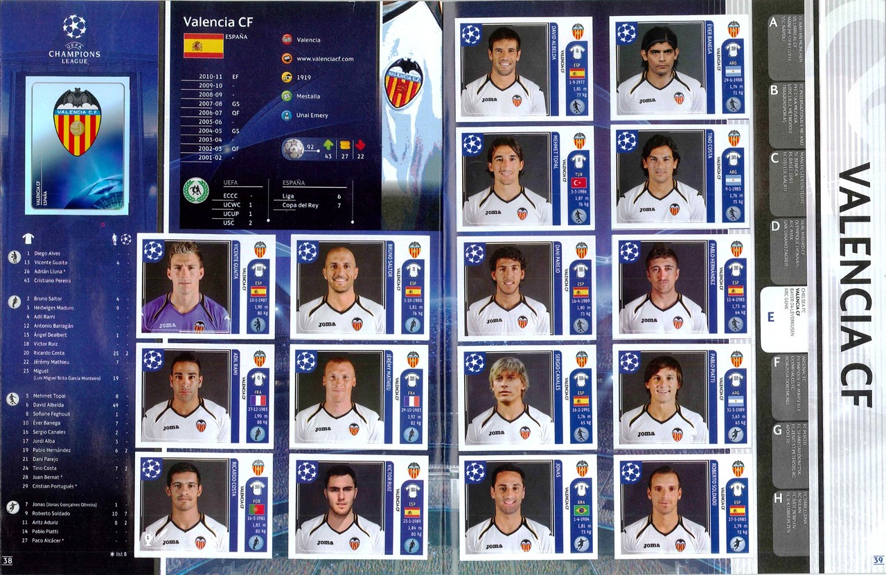 2011-12 - Panini Champions League - Pages 38 et 39 - Valence CF