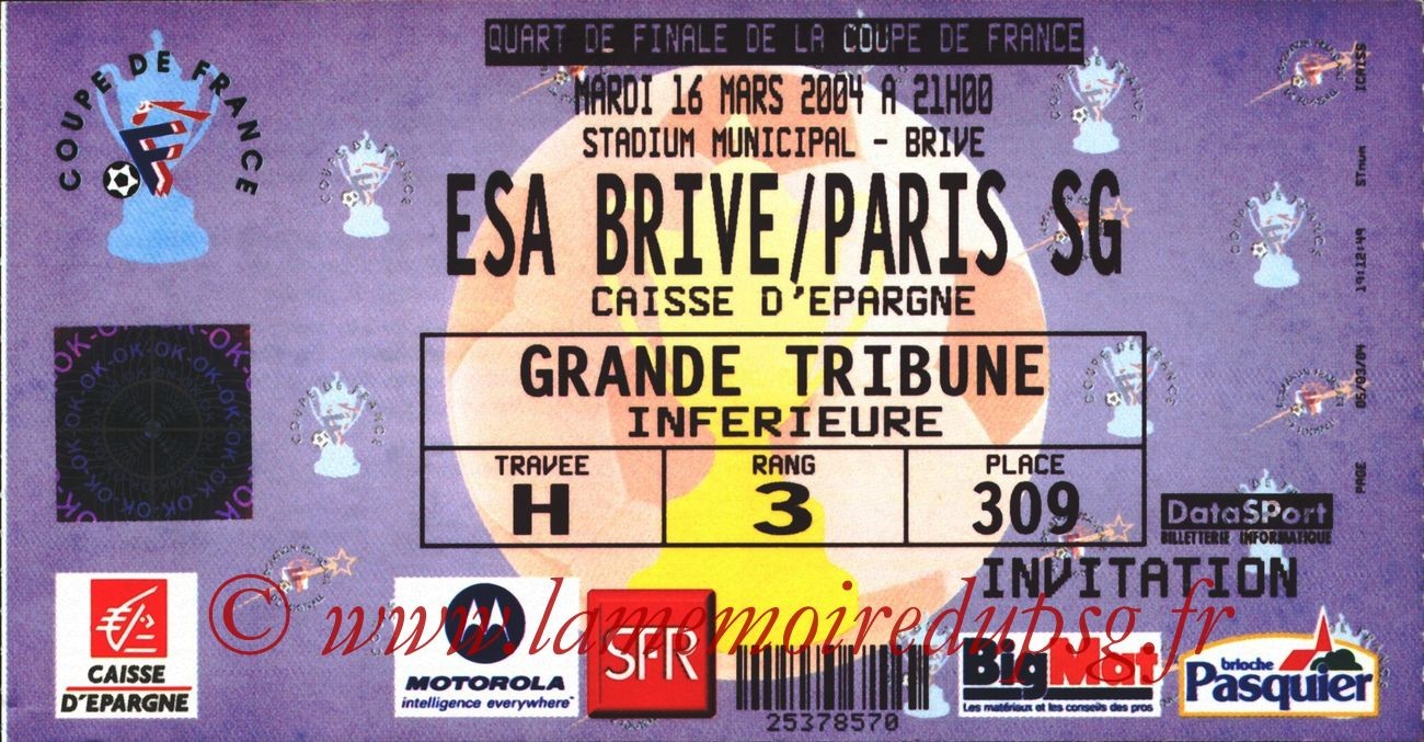 2004-03-16   Brive-PSG (Quart Finale CF)