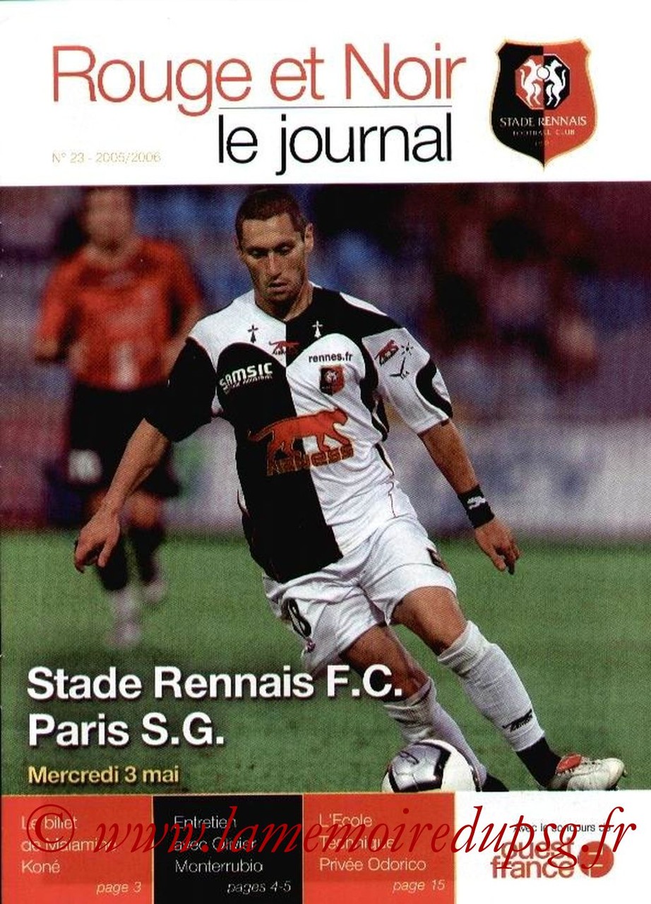 2006-05-03  Rennes-PSG (36ème L1, Rouge et noir N°23)