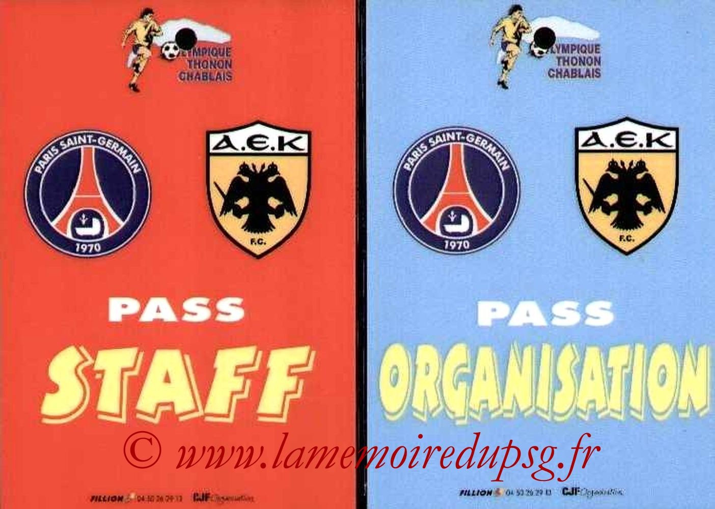 2005-07-20  PSG-AEK Athenes Amical à Thonon les bains, Badges)