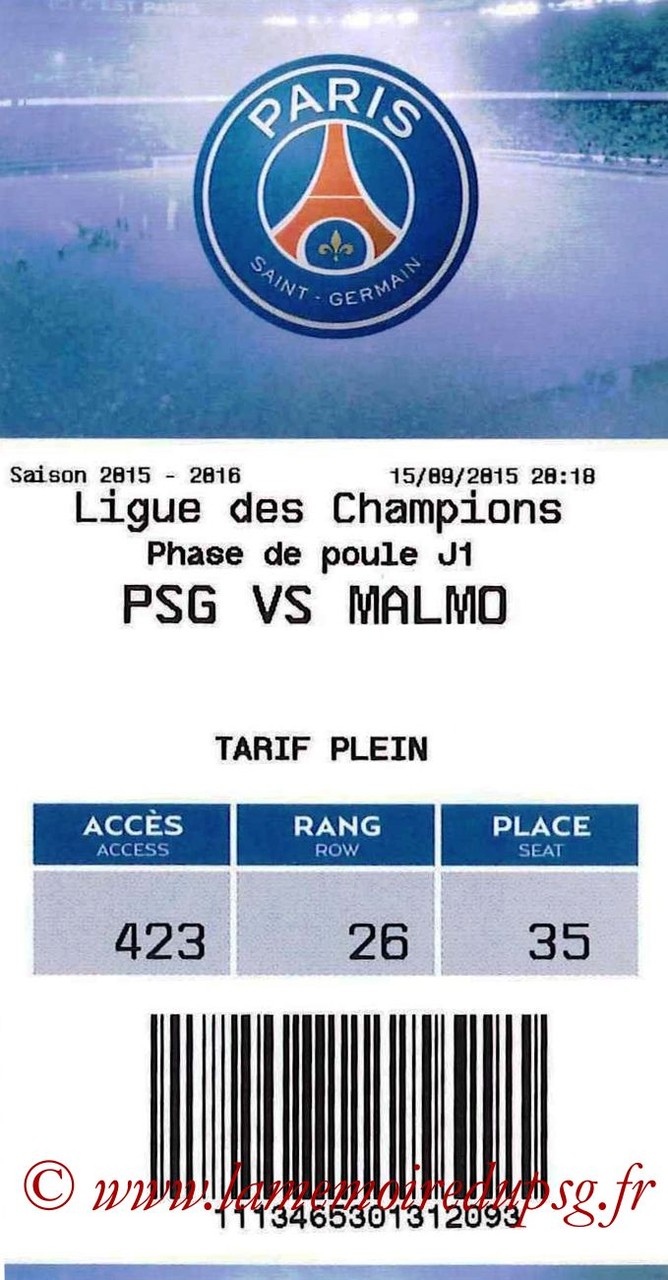 2015-09-15  PSG-Malmo (1ère C1, E-ticket)