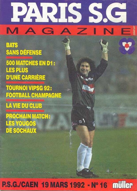 1992-03-19  PSG-Caen (32ème D1, Paris SG Magazine N°16)