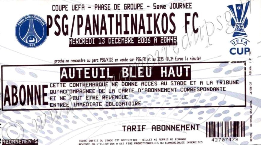 2006-12-13  PSG-Panathinaikos (5ème journée poule C3)