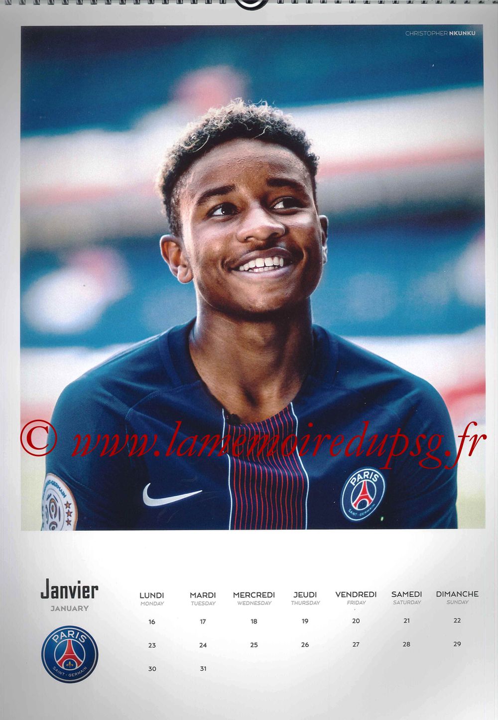 Calendrier PSG 2017 - Page 02 - Christopher NKUNKU