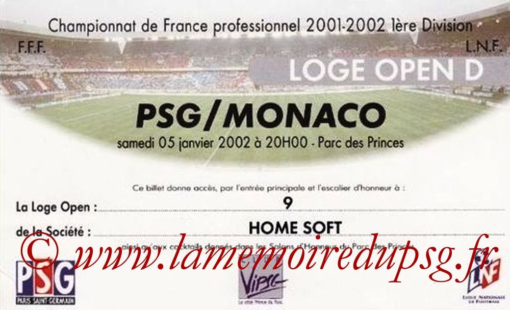 2002-01-05  PSG-Monaco (20ème D1, loge)