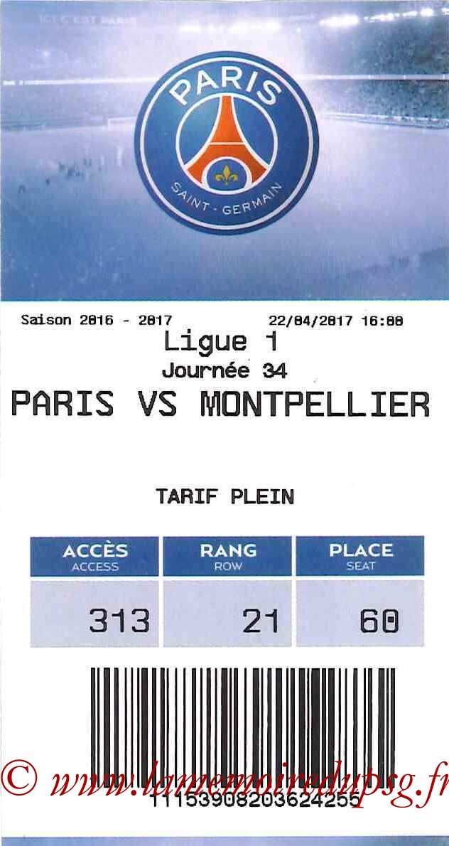 2017-04-22  PSG-Montpellier (34ème L1, E-ticket)