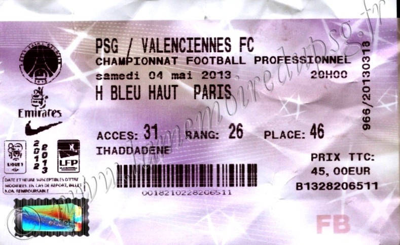 2013-05-05  PSG-Valenciennes (35ème L1, Billetel)