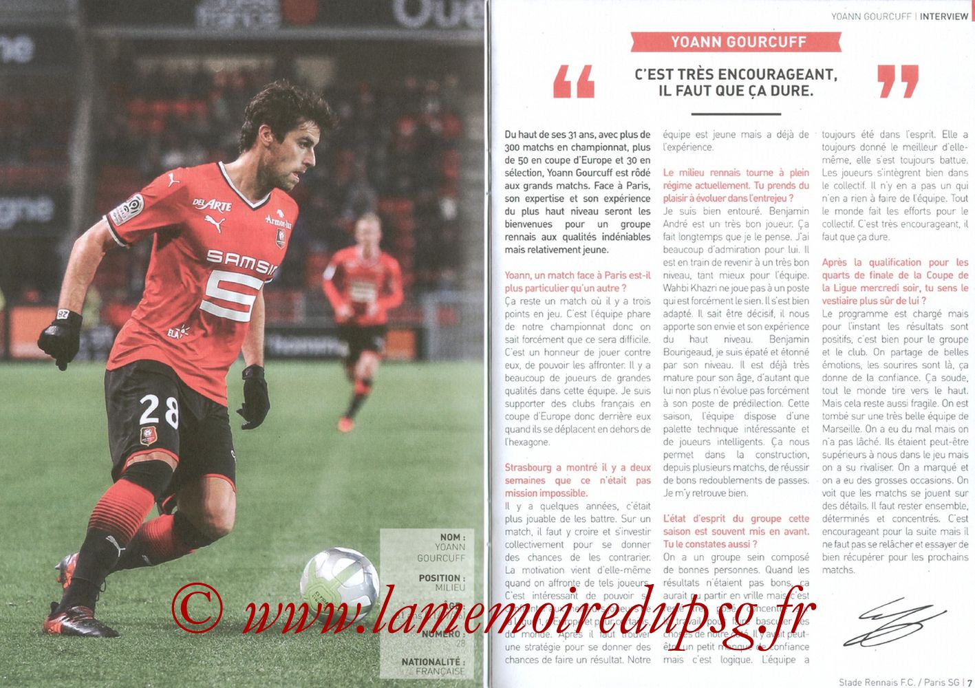 2017-12-16  Rennes-PSG (18ème L1, Le Programme de match) - Pages 06 et 07