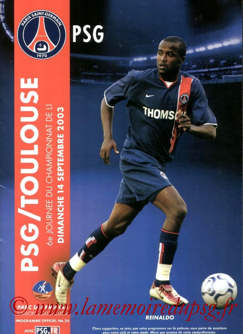 2003-09-14  PSG-Toulouse (6ème L1, Programme officiel N°36)