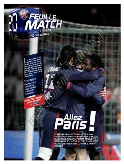 2010-01-20  PSG-Monaco (21ème L1, Feuille de match N°4)