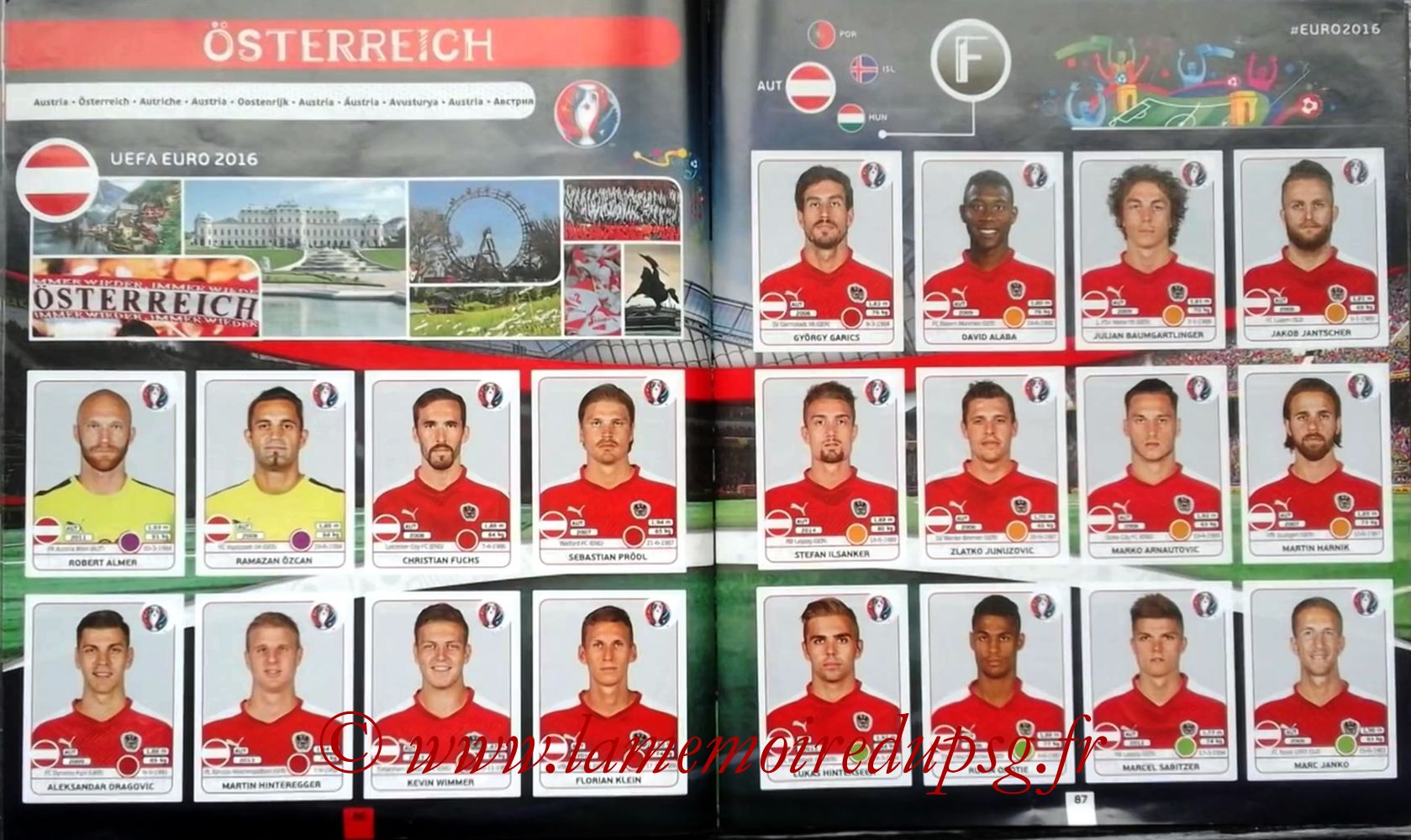 Panini Euro 2016 Stickers - Pages 86 et 87 - Autriche