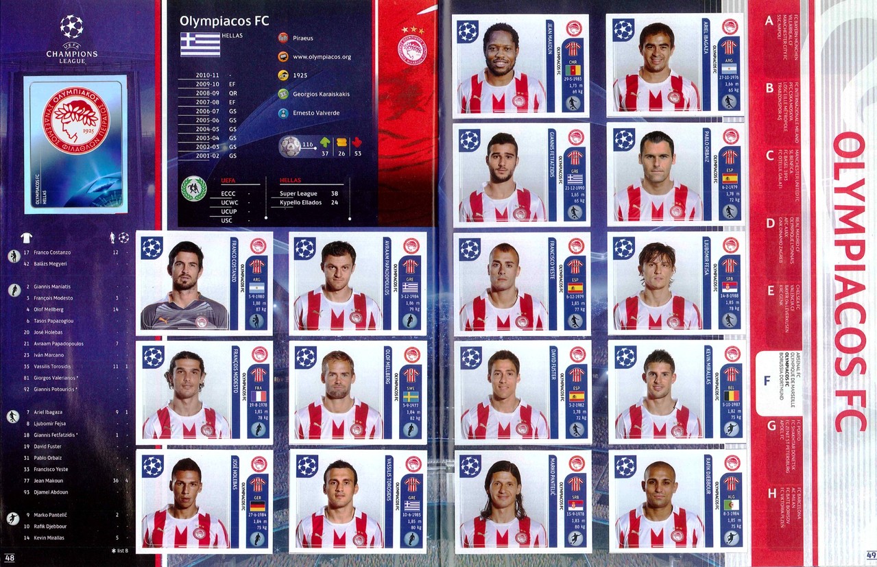 2011-12 - Panini Champions League - Pages 48 et 49 - Olympiakos