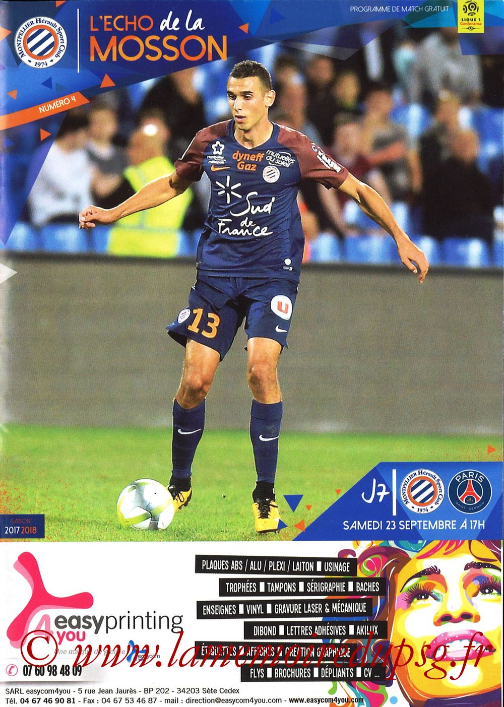 2017-09-23  Montpellier-PSG (7ème L1, L'Echo de la Mosson N°4)