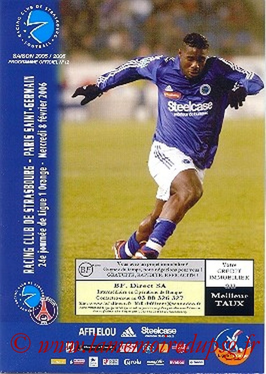 2006-02-08  Strasbourg-PSG (24ème L1, Match en retard, Programme officiel N°12)