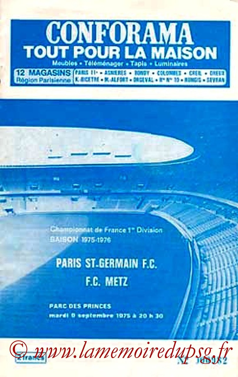 1975-09-09  PSG-Metz  (5ème D1, Officiel PSG)