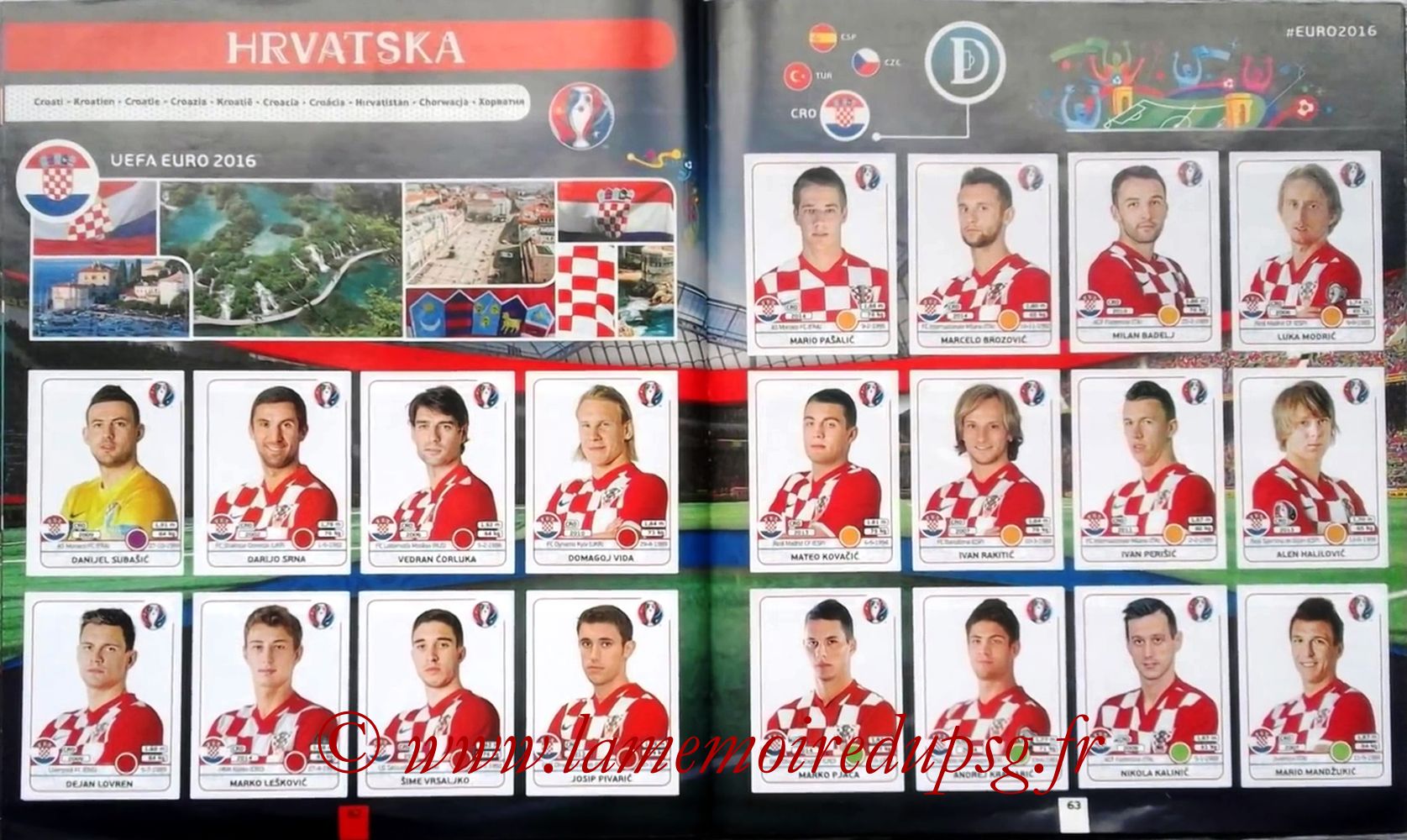 Panini Euro 2016 Stickers - Pages 62 et 63 - Croatie