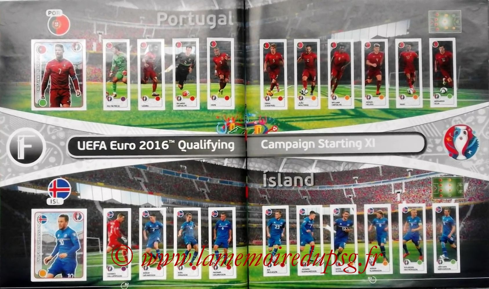 Panini Euro 2016 Stickers - Pages 82 et 83 - Portugal et Islande