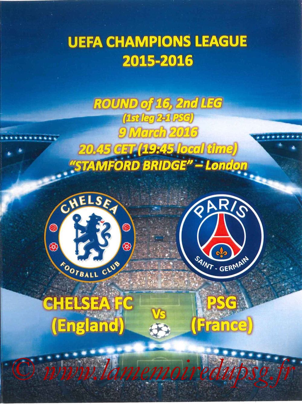 2016-03-09  Chelsea-PSG (8ème retour C1, Programme pirate)