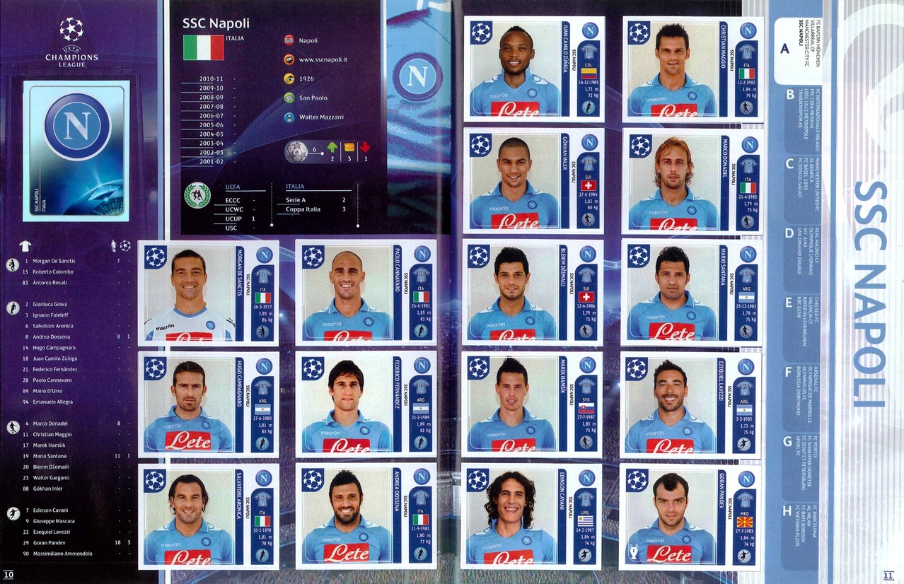 2011-12 - Panini Champions League - Pages 10 et 11 - SSC Naples