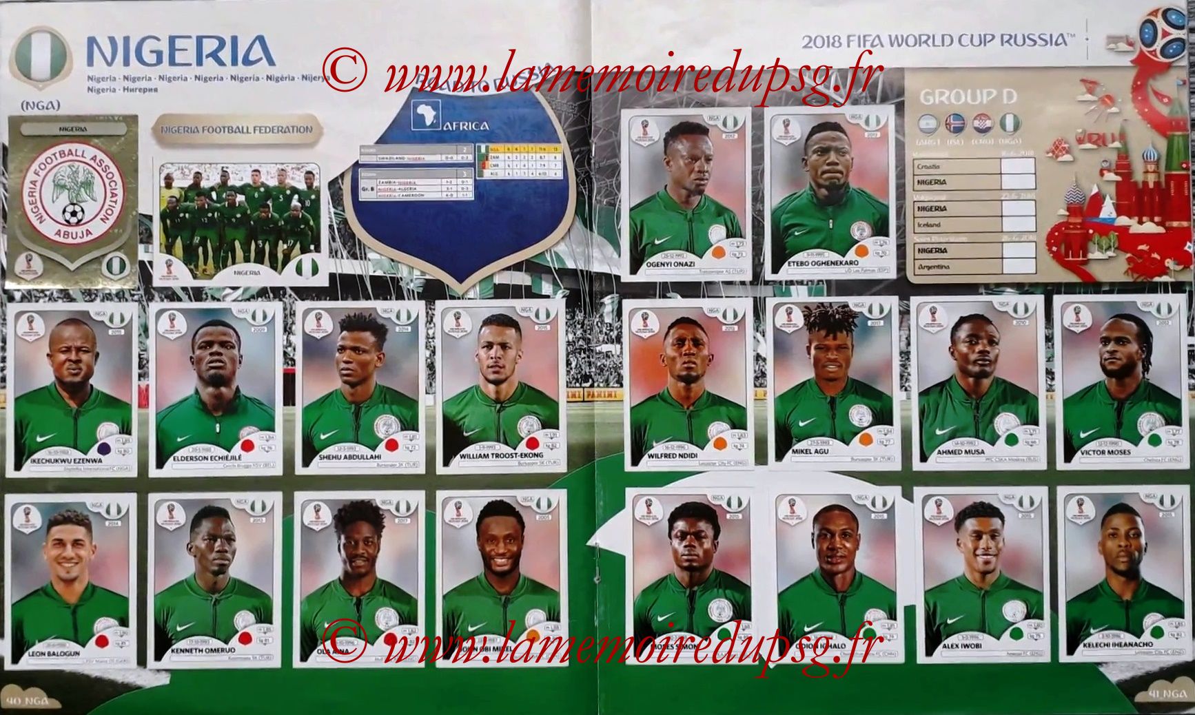 2018 - Panini FIFA World Cup Russia Stickers - Pages 40 et 41 - Nigeria