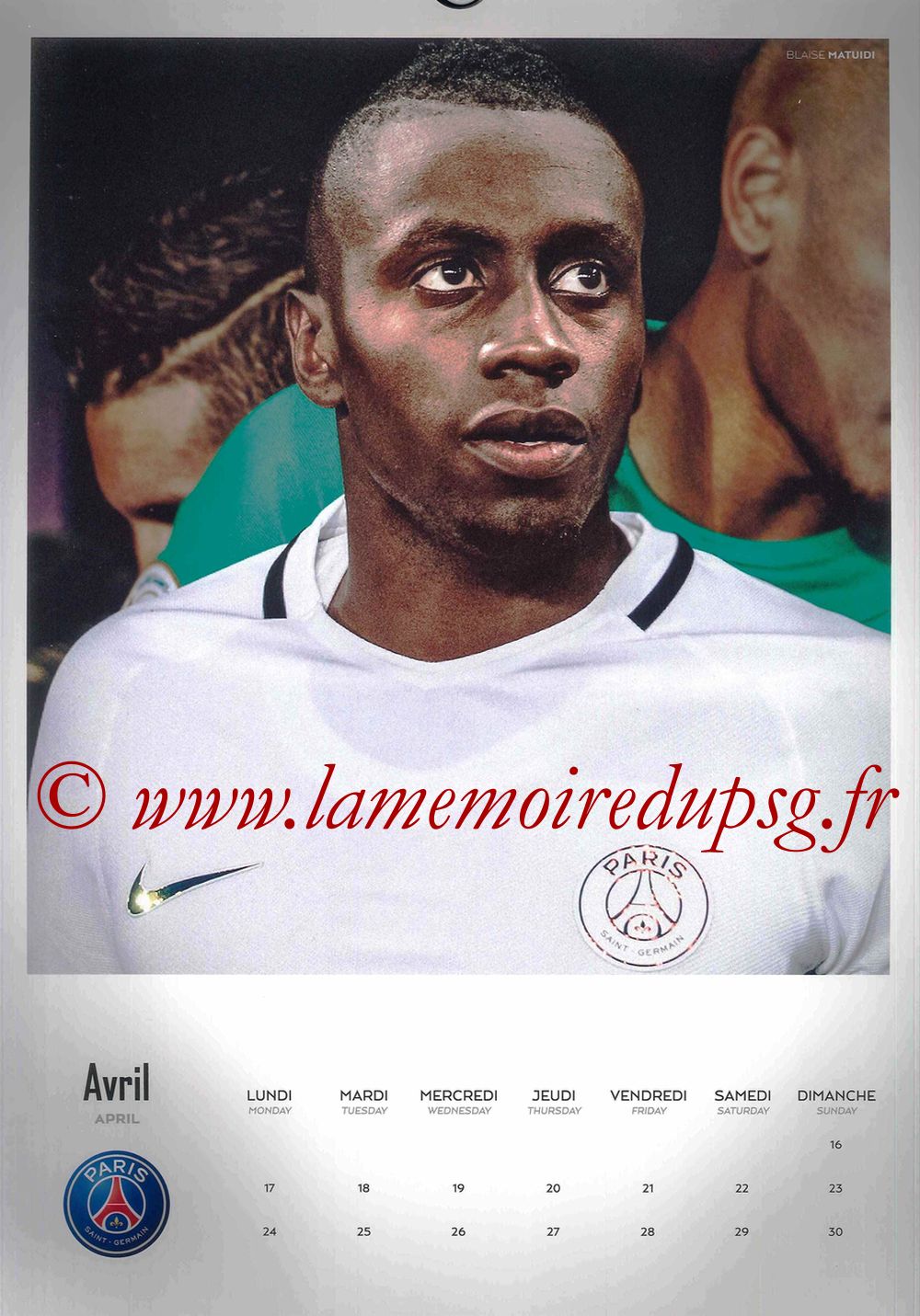 Calendrier PSG 2017 - Page 08 - Blaise MATUIDI