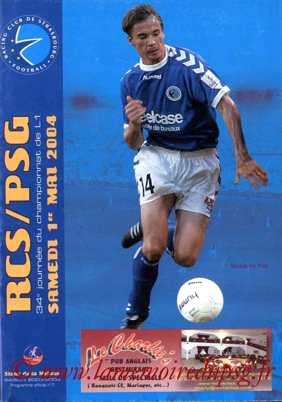 2004-05-01  Strasbourg-PSG (34ème L1, Programme officiel N°7)