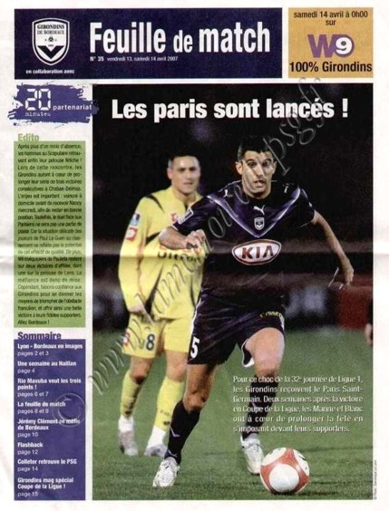 2007-04-14  Bordeaux-PSG (32ème, L1, Feuille de match N°35)