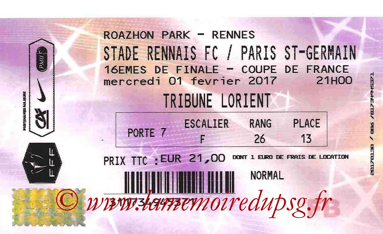 2017-02-01  Rennes-PSG (16ème CF, Francebillet)