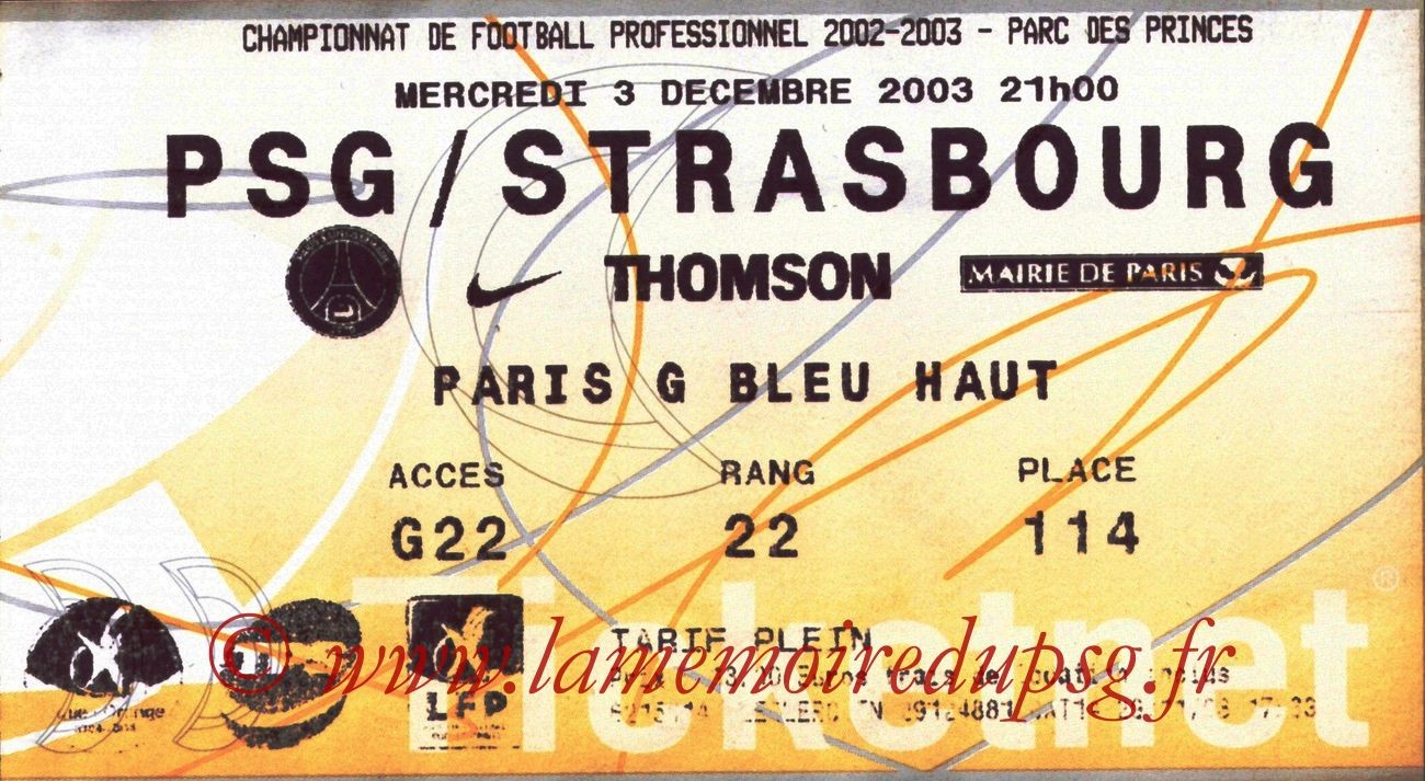 2003-12-03   PSG-Strasbourg (16ème L1, Ticketner)