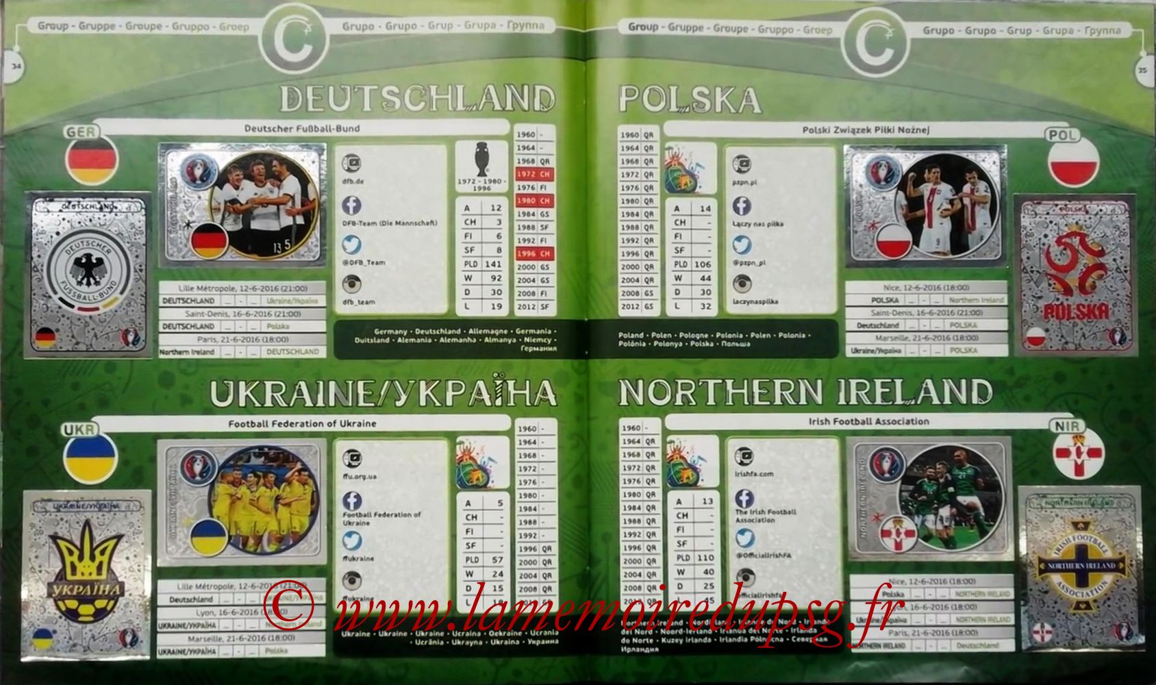 Panini Euro 2016 Stickers - Pages 34 et 35 - Groupe C