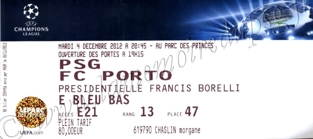 2012-12-04  PSG-FC Porto (6ème Journée Poule C1)