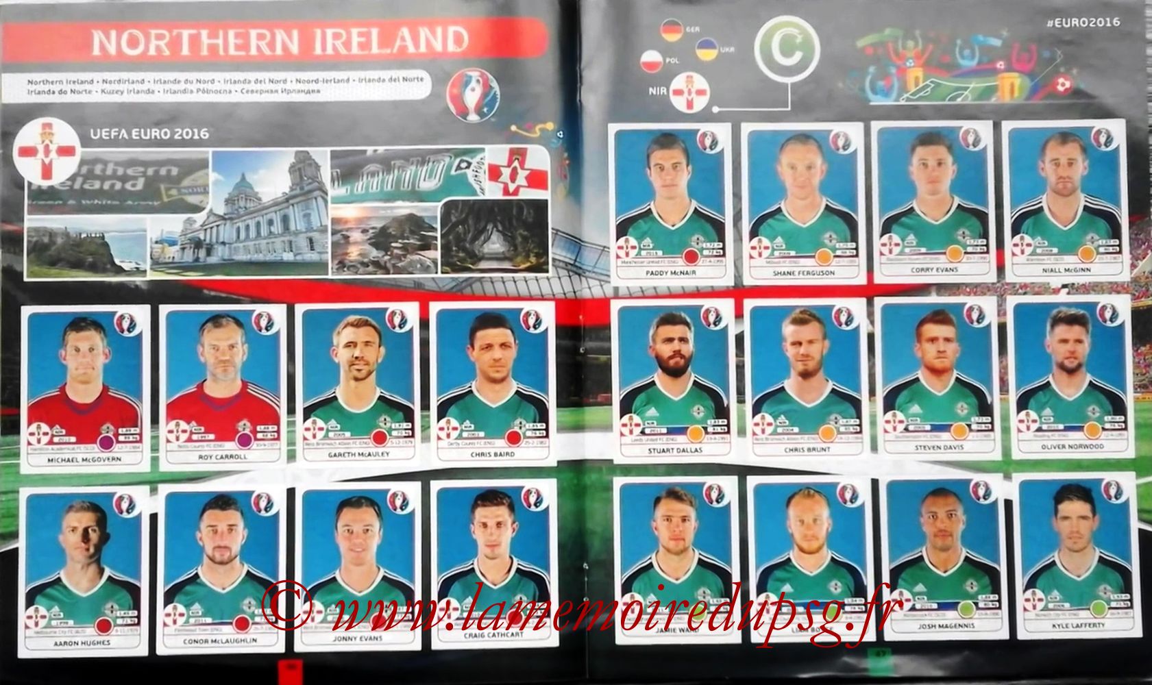 Panini Euro 2016 Stickers - Pages 46 et 47 - Irlande du Nord