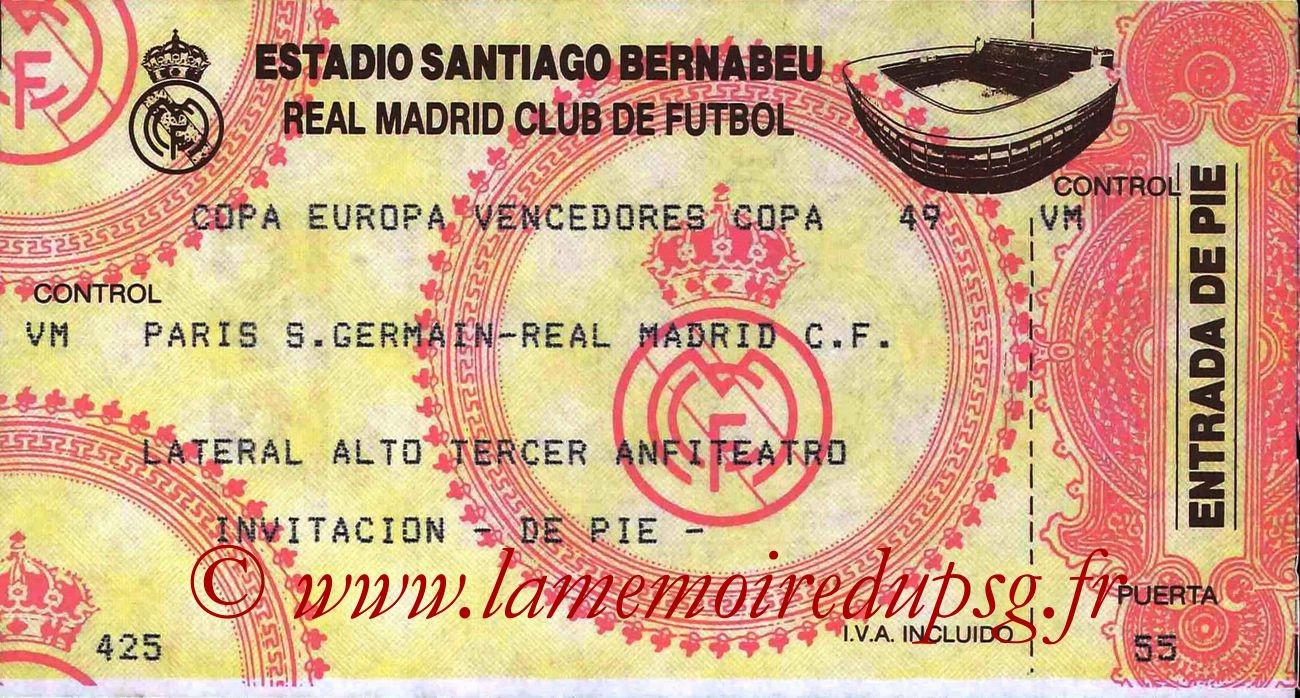 1994-03-03  Real Madrid-PSG (Quart Finale Aller C2)