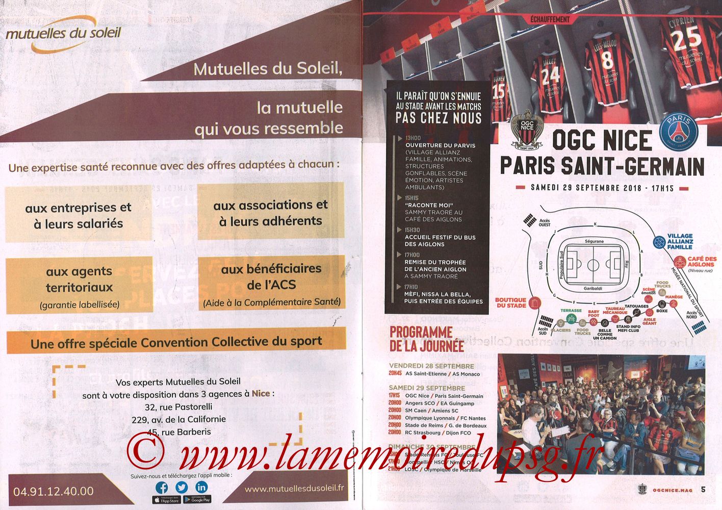 2018-09-29  Nice-PSG (8ème L1, Ogcnice.Mag N°313) - Pages 04 et 05