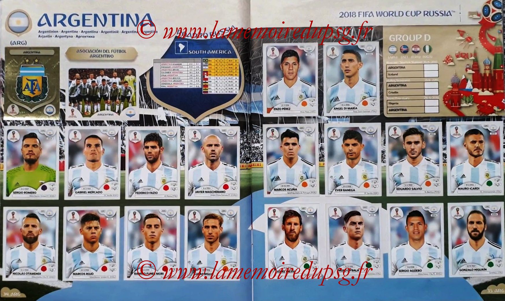 2018 - Panini FIFA World Cup Russia Stickers - Pages 34 et 35 - Argentine