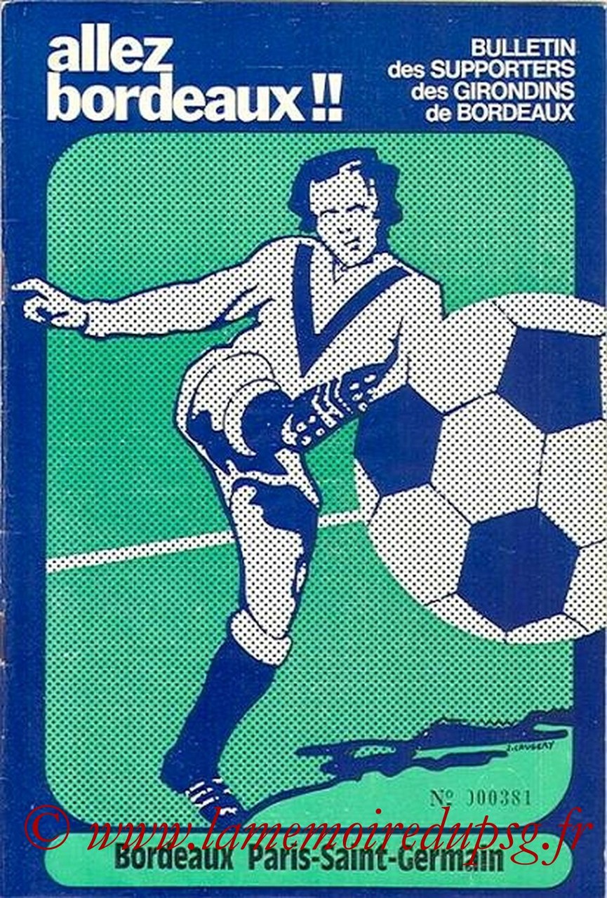 1976-03-20  Bordeaux-PSG (28ème D1, Allez Bordeaux N°15)