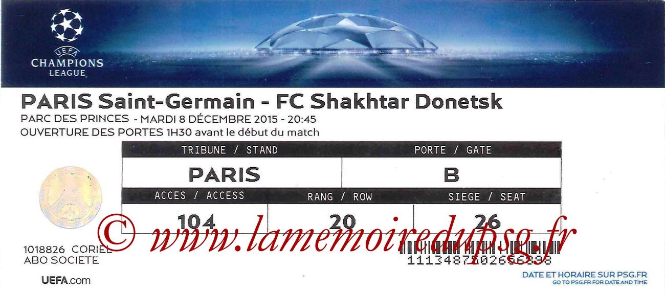 2015-12-08  PSG-Shakhtar Donetsk (6ème C1)
