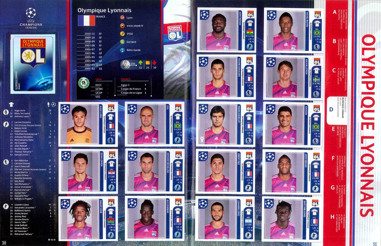 2011-12 - Panini Champions League - Pages 30 et 31 - Olympique Lyonnais