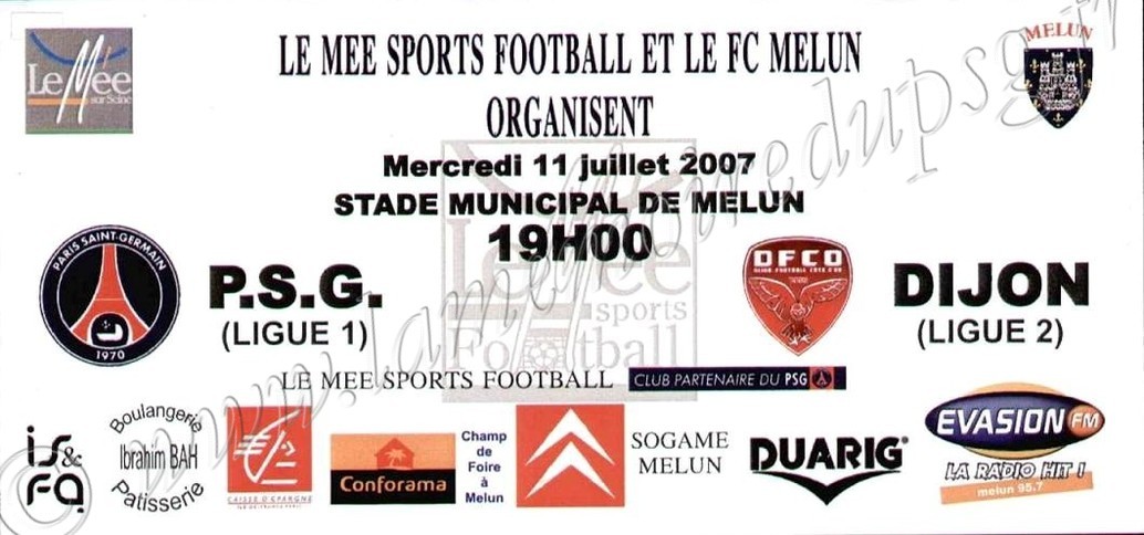 2007-07-11  PSG-Dijon (Amical à Melun, Affichette)